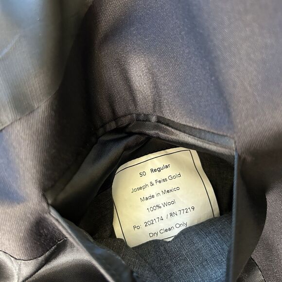 Joseph & Feiss Gold Executive Fit Blazer 50R Navy Blue 100% Wool Sport Coat - Picture 10 of 11
